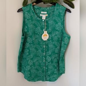 Linen Button Down Sleeveless Blouse